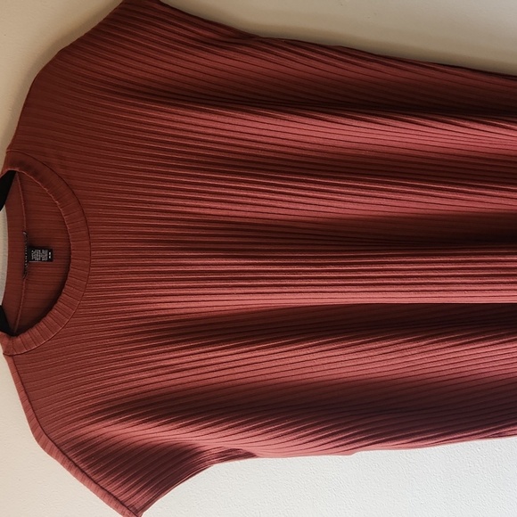 Eileen Fisher Terracotta Textured Stretch Rib Crew Neck Dress, M - Picture 5 of 12